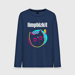 Лонгслив хлопковый мужской Limp Bizkit rock star cat, цвет: тёмно-синий