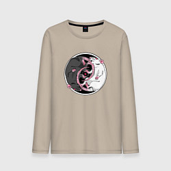 Лонгслив хлопковый мужской Две крысы - инь ян, цвет: миндальный