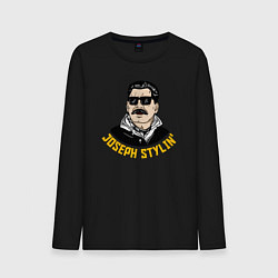 Лонгслив хлопковый мужской Joseph Stylin модный, цвет: черный