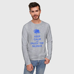 Лонгслив хлопковый мужской Keep calm and enjoy the silence, цвет: меланж — фото 2