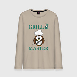 Лонгслив хлопковый мужской Повар пингвин мастер гриля, цвет: миндальный