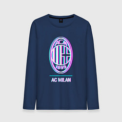 Лонгслив хлопковый мужской AC Milan FC в стиле glitch, цвет: тёмно-синий