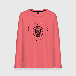 Лонгслив хлопковый мужской Лого Manchester City в сердечке, цвет: коралловый