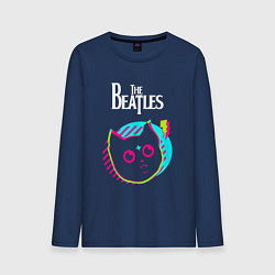 Лонгслив хлопковый мужской The Beatles rock star cat, цвет: тёмно-синий