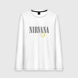 Лонгслив хлопковый мужской Nirvana logo smile, цвет: белый