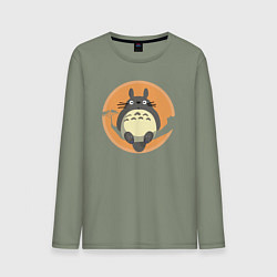 Лонгслив хлопковый мужской Totoro on the tree, цвет: авокадо