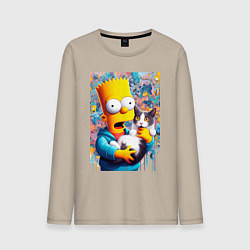 Мужской лонгслив Bart Simpson with a kitten - ai art
