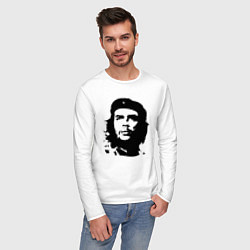 Лонгслив хлопковый мужской Черно-белый силуэт Че Гевара, цвет: белый — фото 2