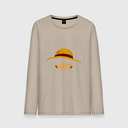 Лонгслив хлопковый мужской Луффи Монки соломенная шляпа, цвет: миндальный