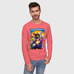 Лонгслив хлопковый мужской Minecraft and Jojo collaboration - ai art, цвет: коралловый — фото 2
