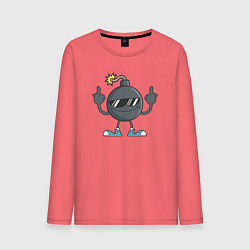 Лонгслив хлопковый мужской Bomb fuck, цвет: коралловый