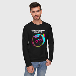 Лонгслив хлопковый мужской Twenty One Pilots rock star cat, цвет: черный — фото 2