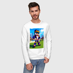 Лонгслив хлопковый мужской Jotaro Kujo and Minecraft - collaboration, цвет: белый — фото 2