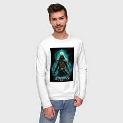 Лонгслив хлопковый мужской Assassins creed изумрудный туман, цвет: белый — фото 2