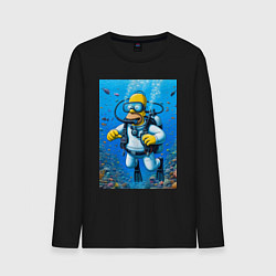 Лонгслив хлопковый мужской Homer diving - ai art, цвет: черный