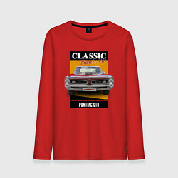 Лонгслив хлопковый мужской Американский маслкар 60-х Pontiac GTO, цвет: красный