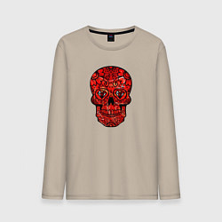 Мужской лонгслив Red decorative skull