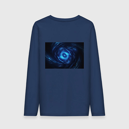Мужской лонгслив Взрыв синий геометрической абстракции / Тёмно-синий – фото 2