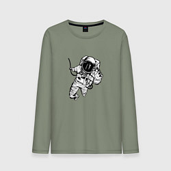 Лонгслив хлопковый мужской Alone astronaut, цвет: авокадо