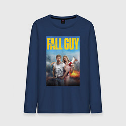 Лонгслив хлопковый мужской Ryan Gosling and Emily Blunt the fall guy, цвет: тёмно-синий