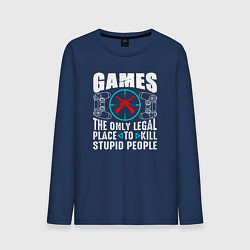 Лонгслив хлопковый мужской Games the only legal place, цвет: тёмно-синий