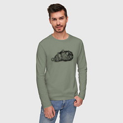 Лонгслив хлопковый мужской Кролик в шапке отдыхает, цвет: авокадо — фото 2
