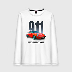 Лонгслив хлопковый мужской Porsche 911 спортивный немецкий автомобиль, цвет: белый