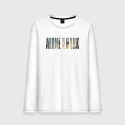 Лонгслив хлопковый мужской Logotype alone in the dark, цвет: белый