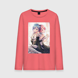 Лонгслив хлопковый мужской ReZero Рем - Жизнь с нуля в альтернативном мире, цвет: коралловый