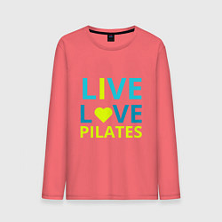 Лонгслив хлопковый мужской Пилатес - любовь, цвет: коралловый