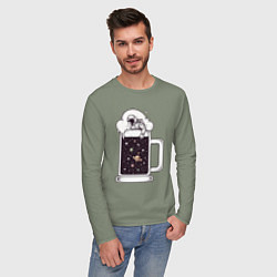 Лонгслив хлопковый мужской Космический пивас, цвет: авокадо — фото 2