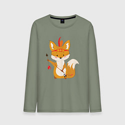 Лонгслив хлопковый мужской Лисёнок лучник, цвет: авокадо