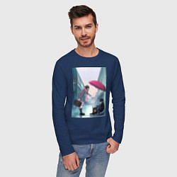 Лонгслив хлопковый мужской Хиёри Ики Ято, цвет: тёмно-синий — фото 2