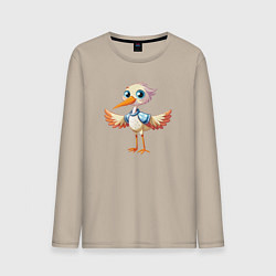 Лонгслив хлопковый мужской Маленький аистёнок, цвет: миндальный