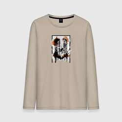 Лонгслив хлопковый мужской Осенний велопробег, цвет: миндальный