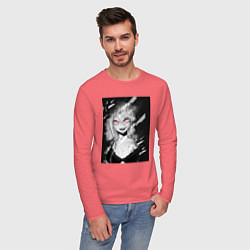Лонгслив хлопковый мужской Senpai девушка, цвет: коралловый — фото 2