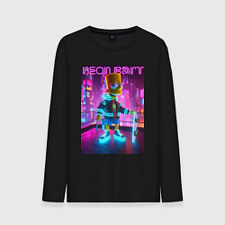 Лонгслив хлопковый мужской Neon Bart - with skateboard ai art fantasy, цвет: черный