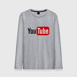 Лонгслив хлопковый мужской You tube logo, цвет: меланж