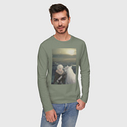 Лонгслив хлопковый мужской Для тебя Бессмертный Фуши, цвет: авокадо — фото 2