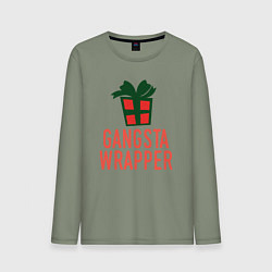 Лонгслив хлопковый мужской Gangsta wrapper, цвет: авокадо