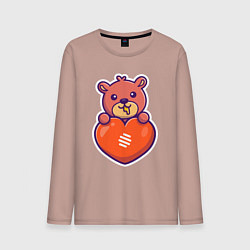 Мужской лонгслив Медовый мишка с сердцем