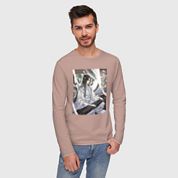 Лонгслив хлопковый мужской Ванцзи Лань, цвет: пыльно-розовый — фото 2