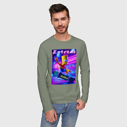 Лонгслив хлопковый мужской Bart Simpson on a skateboard - extreme ai art, цвет: авокадо — фото 2