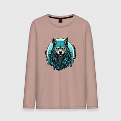Лонгслив хлопковый мужской Морской волк скалится, цвет: пыльно-розовый