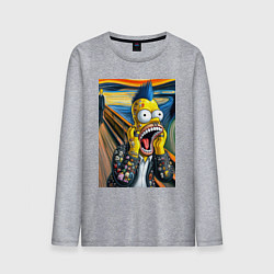 Лонгслив хлопковый мужской Гомер Симпсон кричит - мем нейросеть, цвет: меланж