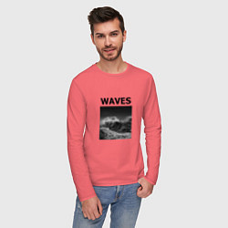 Лонгслив хлопковый мужской Waves, цвет: коралловый — фото 2