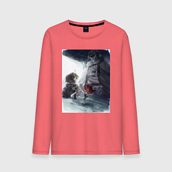 Лонгслив хлопковый мужской Безработный Рудеус Грейрат, цвет: коралловый