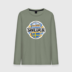 Лонгслив хлопковый мужской Sweden, цвет: авокадо