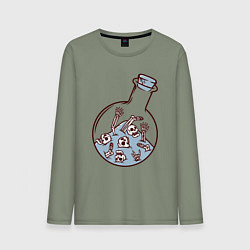 Лонгслив хлопковый мужской Скелеты в колбе, цвет: авокадо