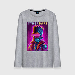 Лонгслив хлопковый мужской Cyber Bart - neon glow ai art fantasy, цвет: меланж